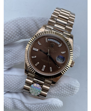 (준비완료/특급배송)NO.3713/QP공장 롤렉스 데이데이트40 로즈골드 텅스텐 브라운바게트다이얼